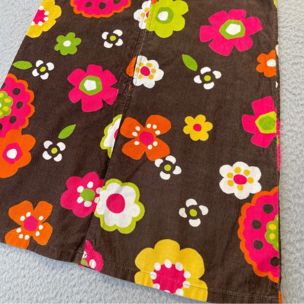 Gymboree Dress Girls 6 Brown Floral Retro Corduroy Leggings Red